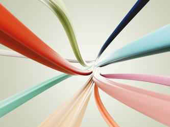 3D graphic of multi-coloured wires intersecting at the center of the image